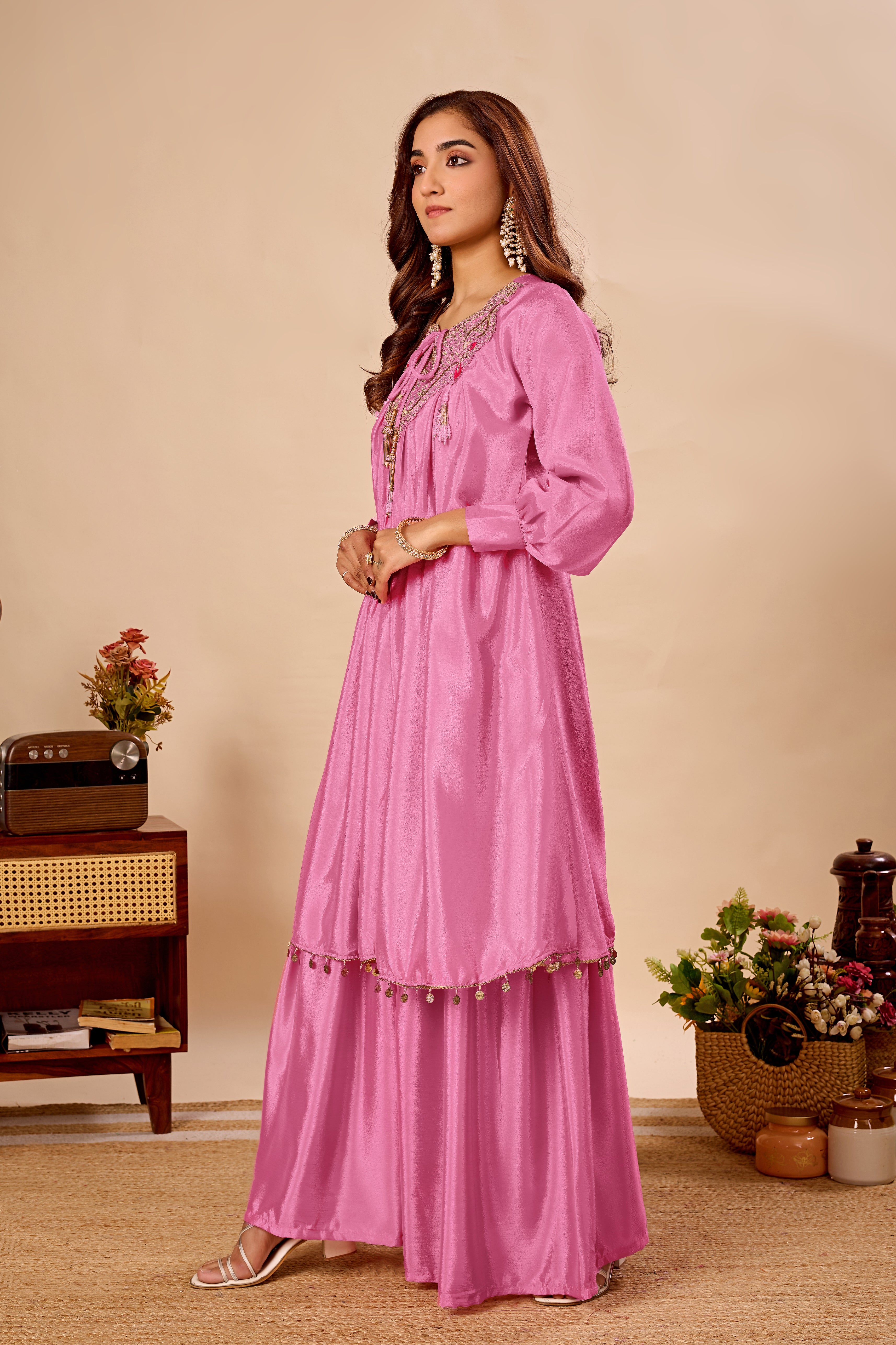 Designer 2-Piece Kurti Sharara Set with Sequin Embroidery