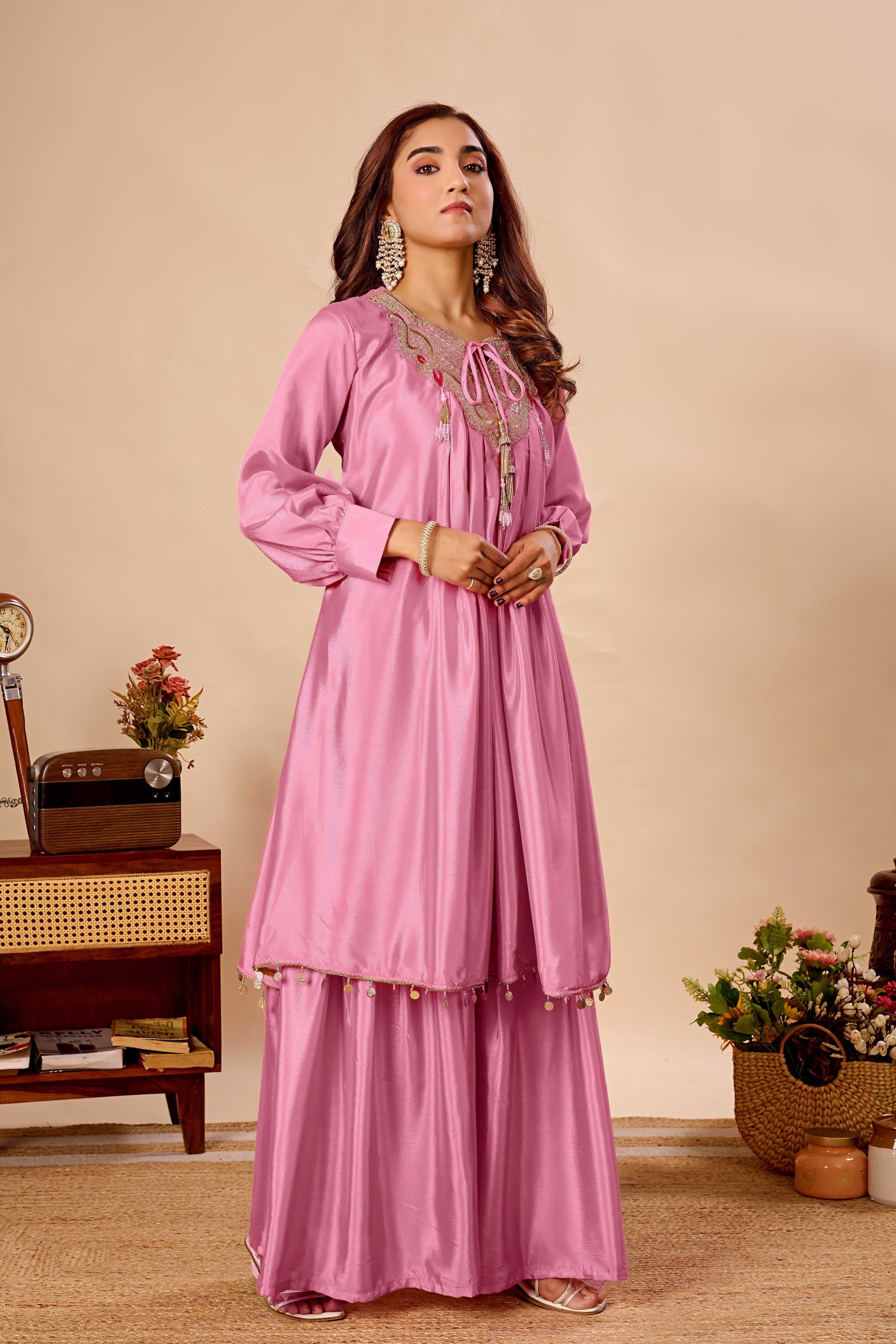 Designer 2-Piece Kurti Sharara Set with Sequin Embroidery