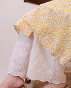 Yellow Cotton Floral Printed Kurta Set with Pant for Women
