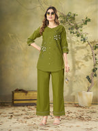 Pure Cotton Embroidered Co-Ord Set for Women.