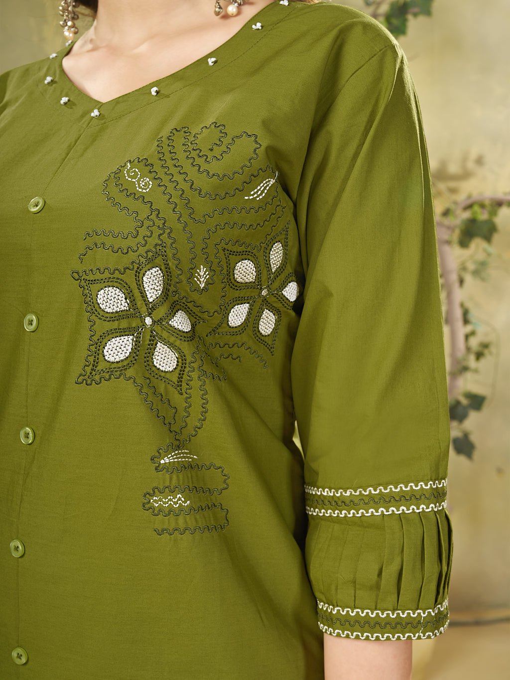 Pure Cotton Embroidered Co-Ord Set for Women.
