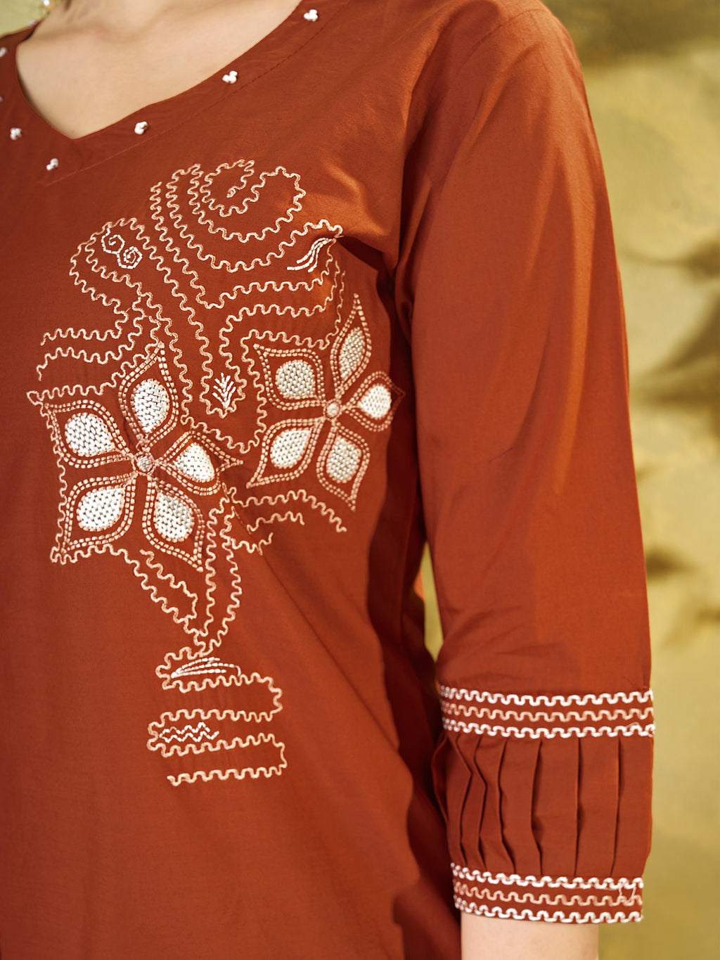 Pure Cotton Embroidered Co-Ord Set for Women.
