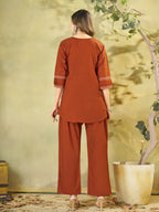 Pure Cotton Embroidered Co-Ord Set for Women.