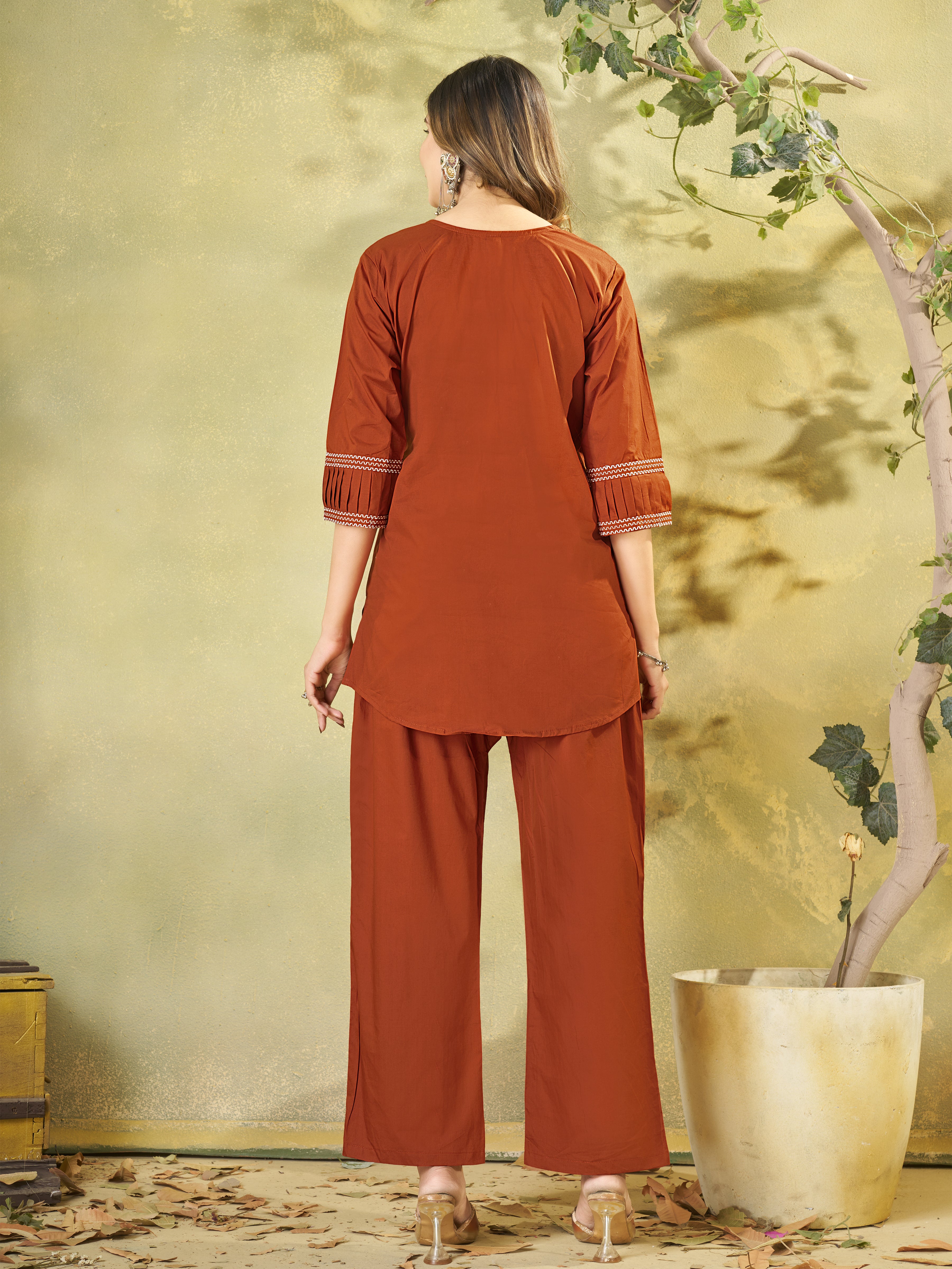 Pure Cotton Embroidered Co-Ord Set for Women.