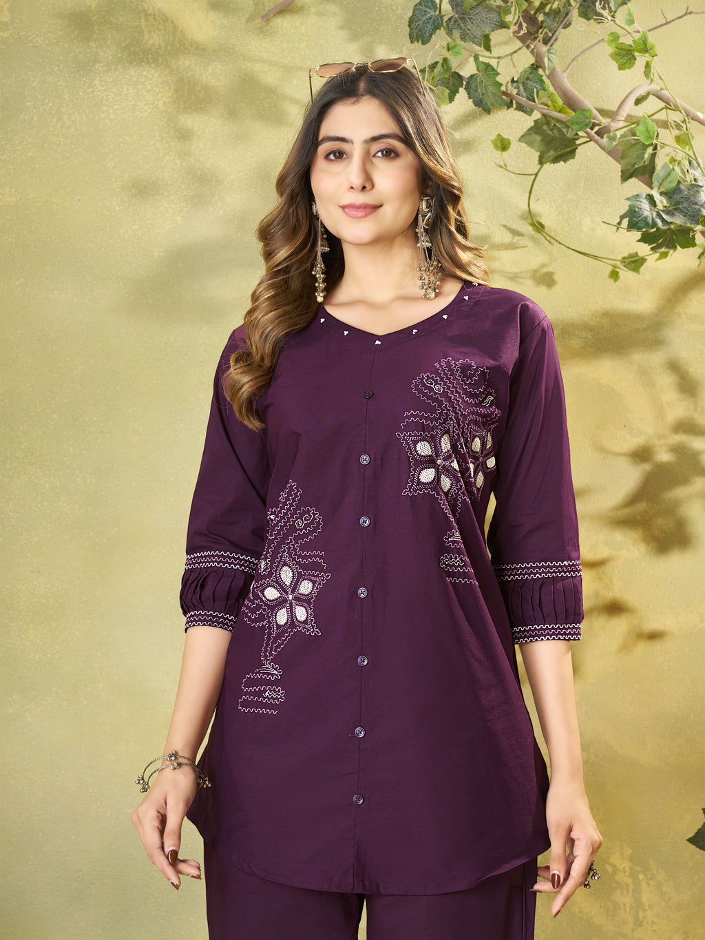 Pure Cotton Embroidered Co-Ord Set for Women.