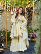 REAL MIRROR WORK ON SILK FABRIC TOP AND PLAZZO WITH DUPATTA SET