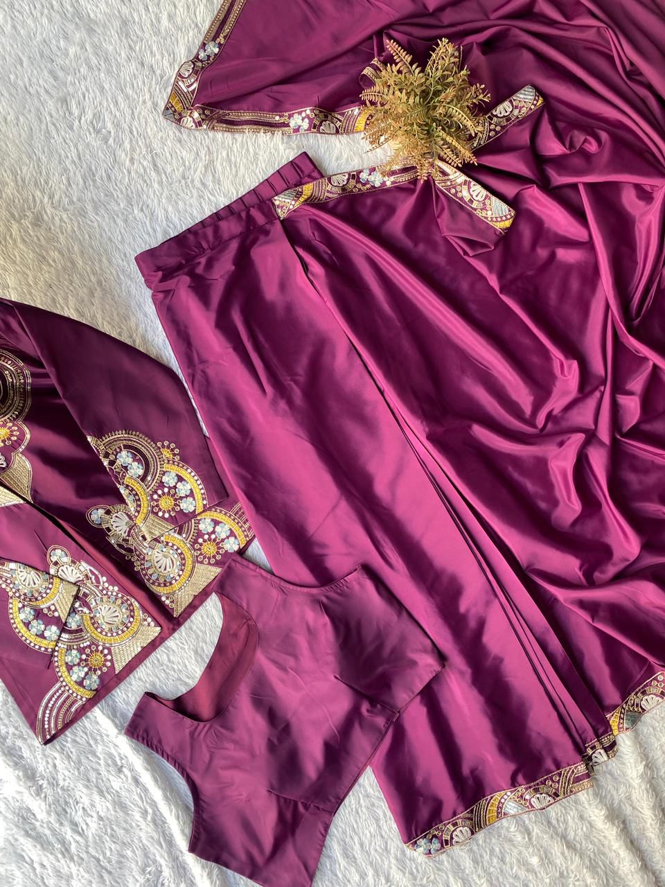 LAHENGA SAREE WITH LONG BLOUSE AND HEAVY EMBROIDERY WORK*