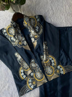 LAHENGA SAREE WITH LONG BLOUSE AND HEAVY EMBROIDERY WORK*