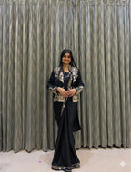 LAHENGA SAREE WITH LONG BLOUSE AND HEAVY EMBROIDERY WORK*