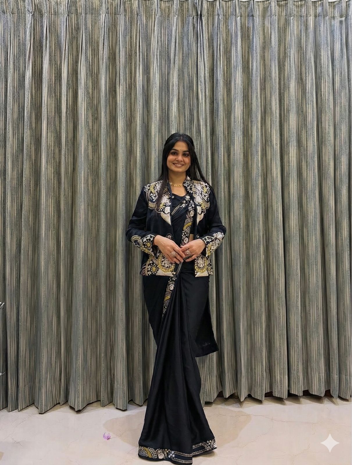 LAHENGA SAREE WITH LONG BLOUSE AND HEAVY EMBROIDERY WORK*