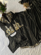 LAHENGA SAREE WITH LONG BLOUSE AND HEAVY EMBROIDERY WORK*