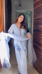 Pure Natural Crepe Top & Farshi Palazzo with Dupatta Set