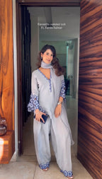 Pure Natural Crepe Top & Farshi Palazzo with Dupatta Set