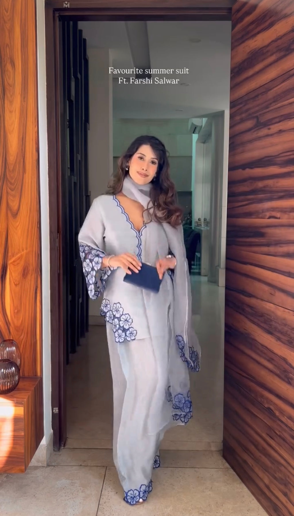 Pure Natural Crepe Top & Farshi Palazzo with Dupatta Set