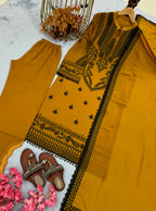 Party Wear Faux Georgette Embroidered Top Plazzo Dupatta Set