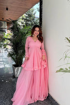 Faux Blooming Pink Sharara Suit Set with Dupatta