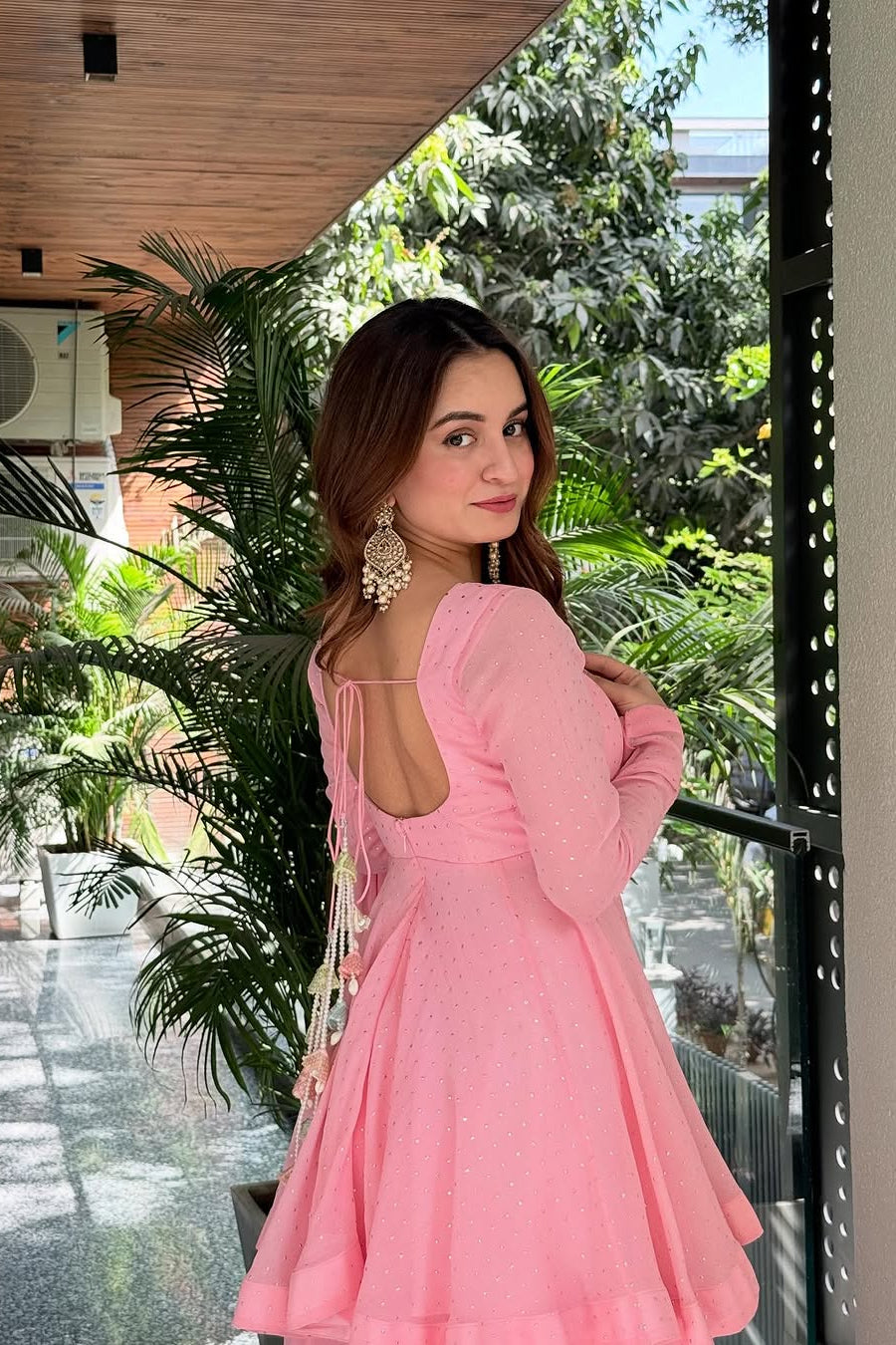 Faux Blooming Pink Sharara Suit Set with Dupatta