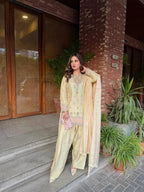 Farshi Palazzo Suit Set with Embroidered Kurti & Organza Dupatta