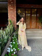 Farshi Palazzo Suit Set with Embroidered Kurti & Organza Dupatta