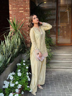 Farshi Palazzo Suit Set with Embroidered Kurti & Organza Dupatta