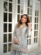 Farshi Palazzo Suit Set with Embroidered Kurti & Organza Dupatta