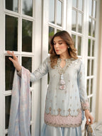 Farshi Palazzo Suit Set with Embroidered Kurti & Organza Dupatta