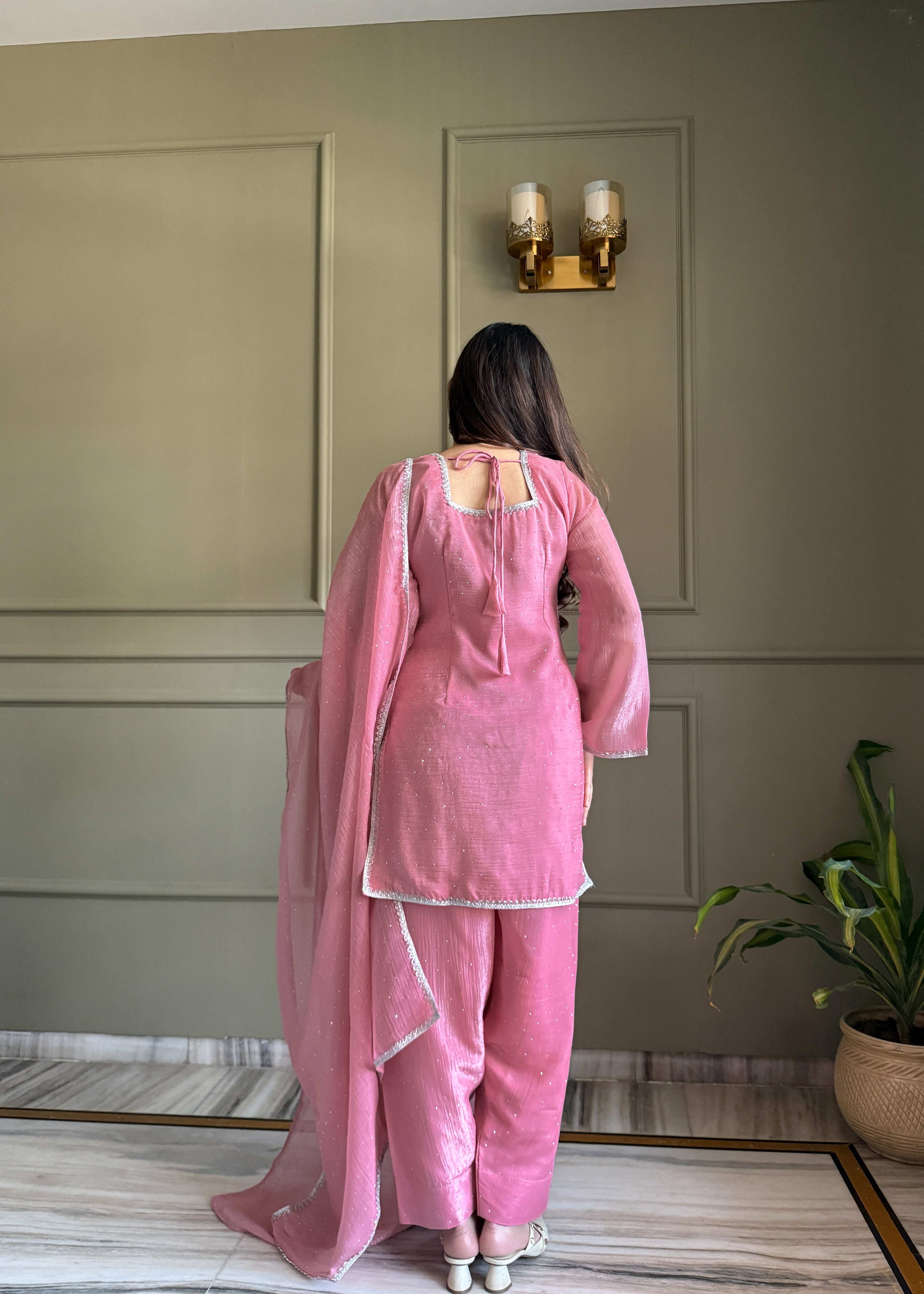 Farshi Salwar Set with Silk Kurta & Dupatta