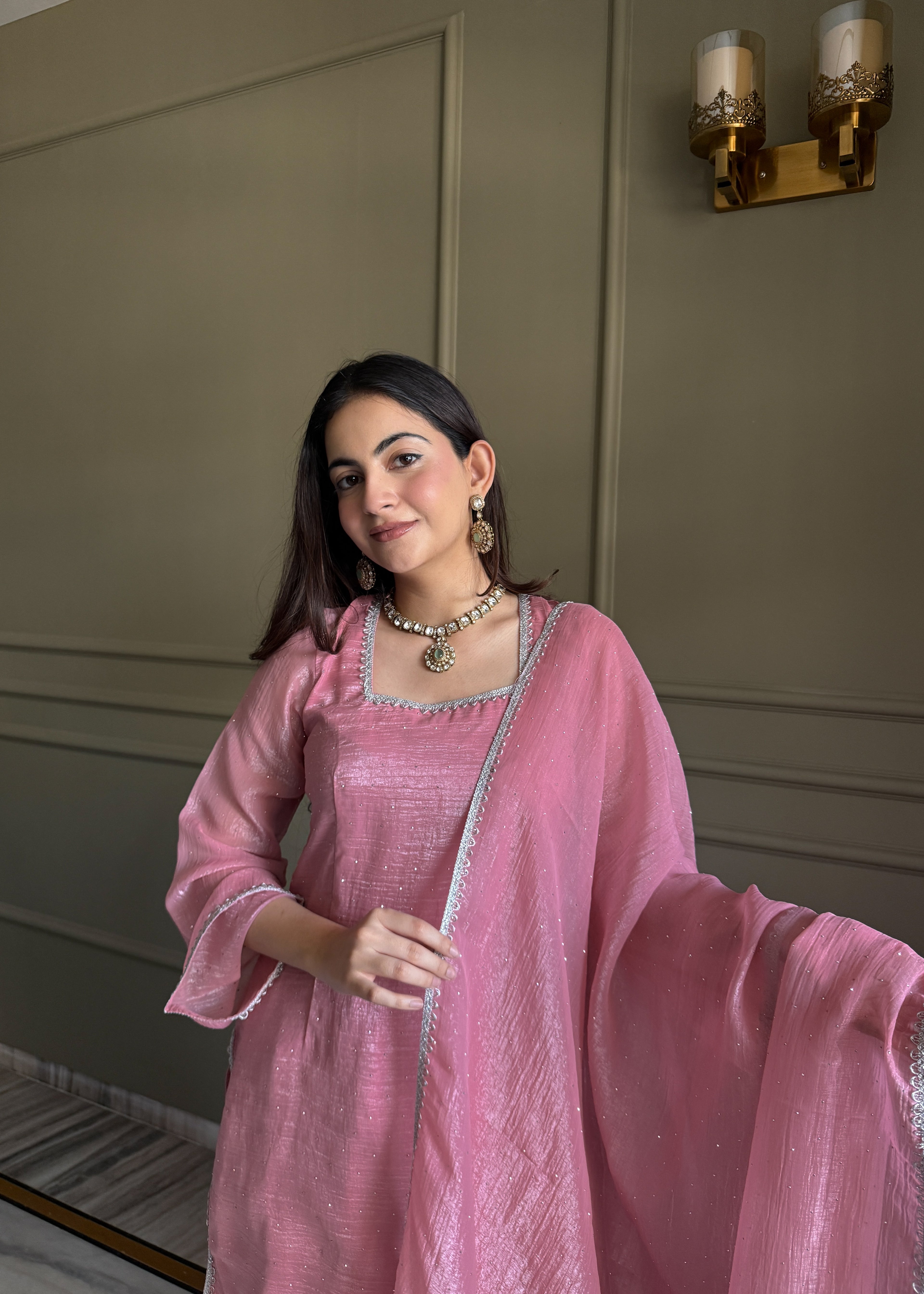 Farshi Salwar Set with Silk Kurta & Dupatta