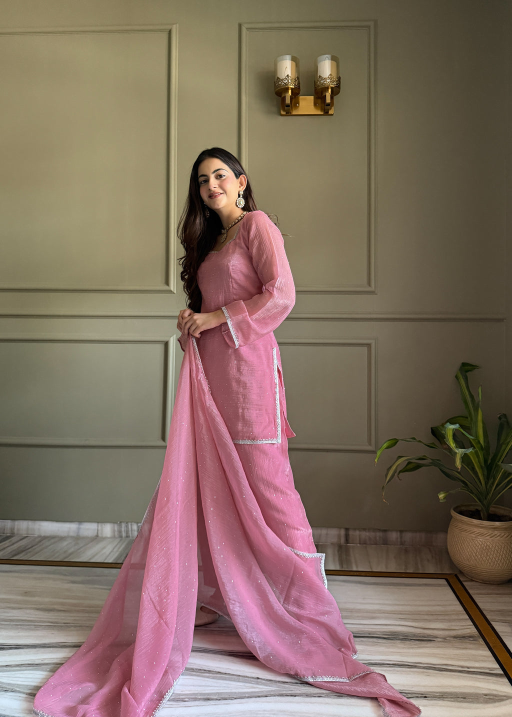 Farshi Salwar Set with Silk Kurta & Dupatta