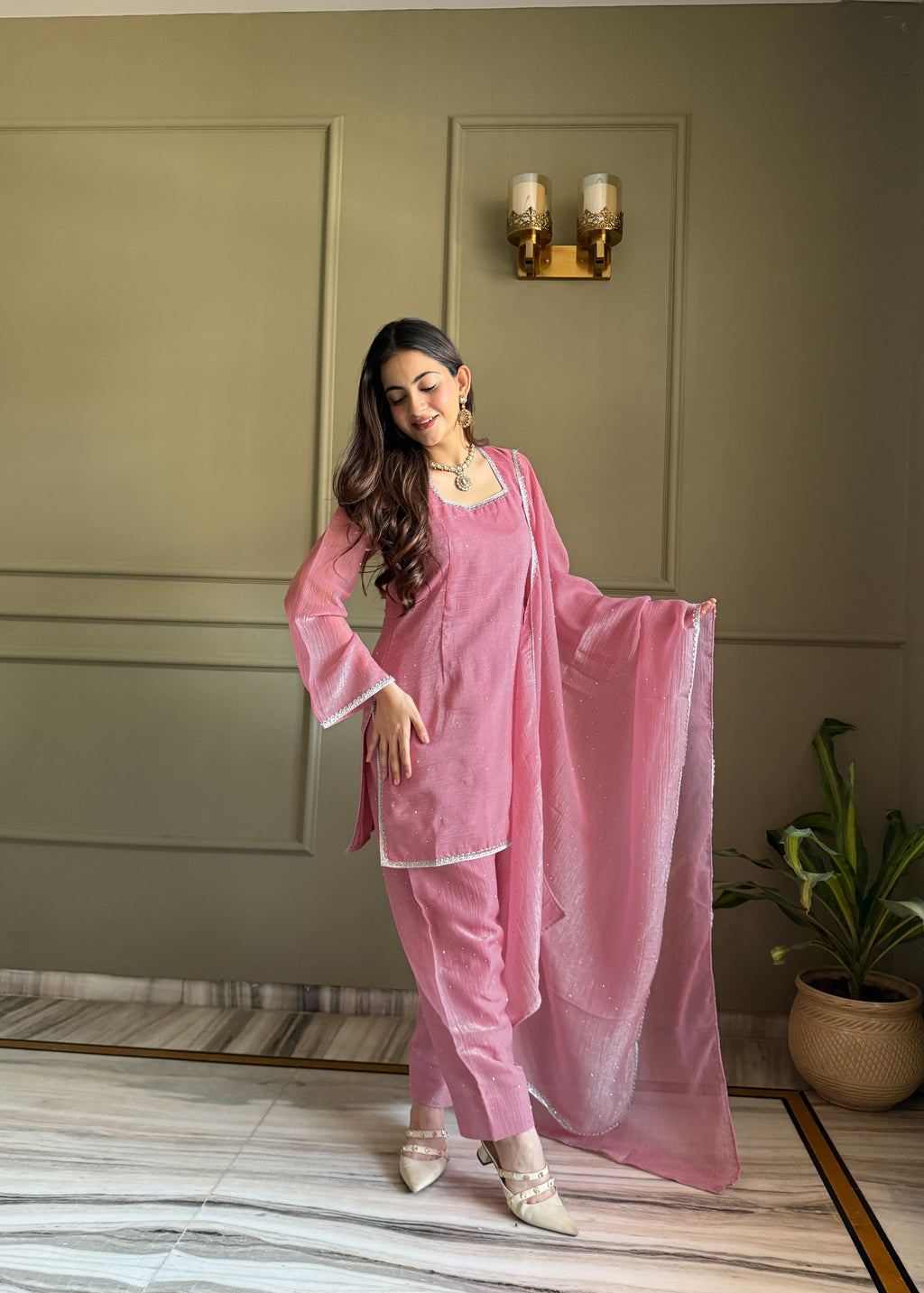 Farshi Salwar Set with Silk Kurta & Dupatta