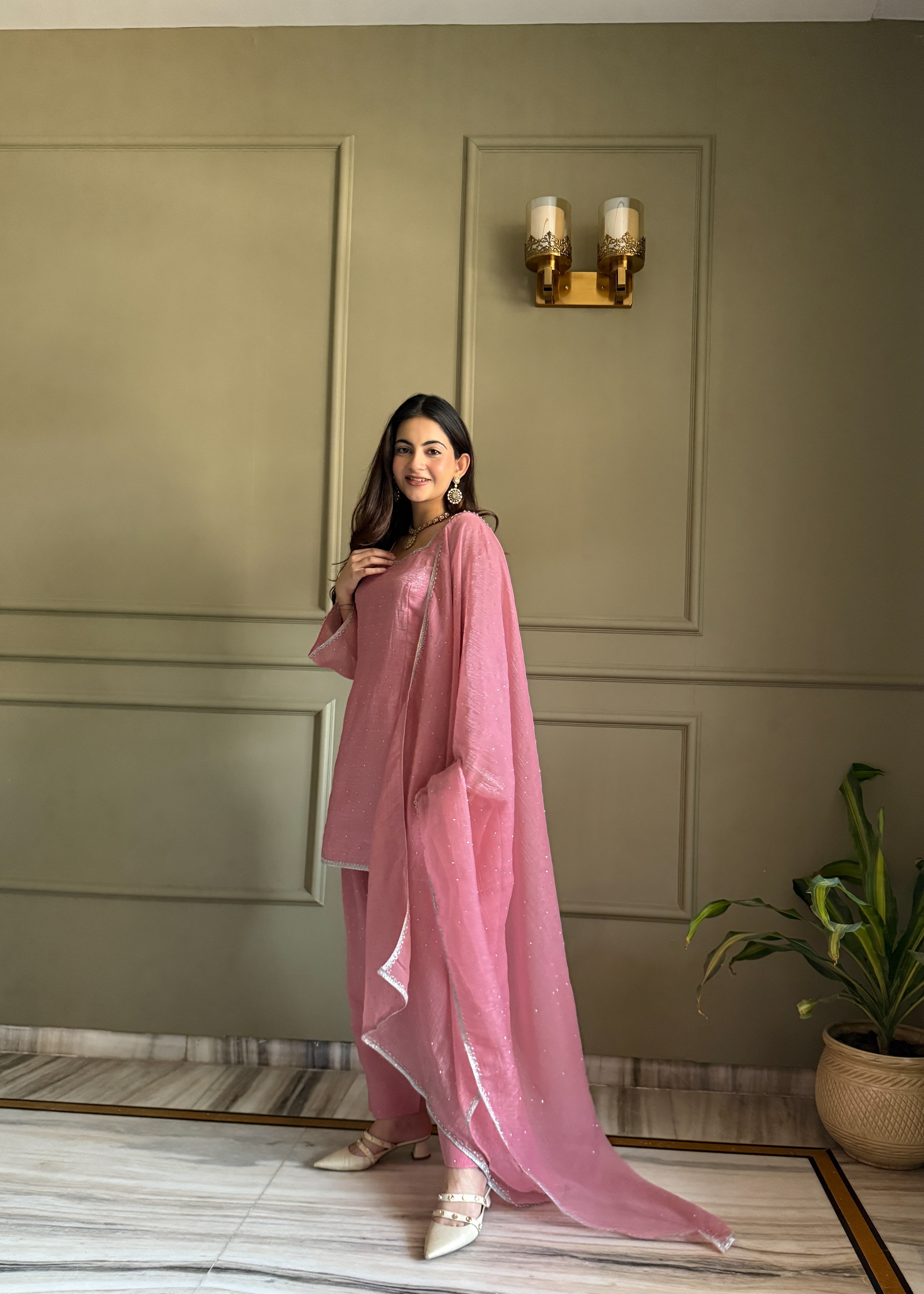 Farshi Salwar Set with Silk Kurta & Dupatta