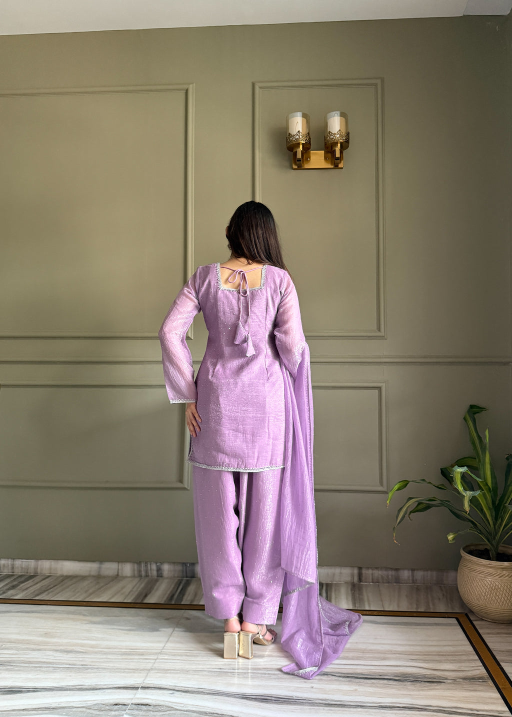 Farshi Salwar Set with Silk Kurta & Dupatta