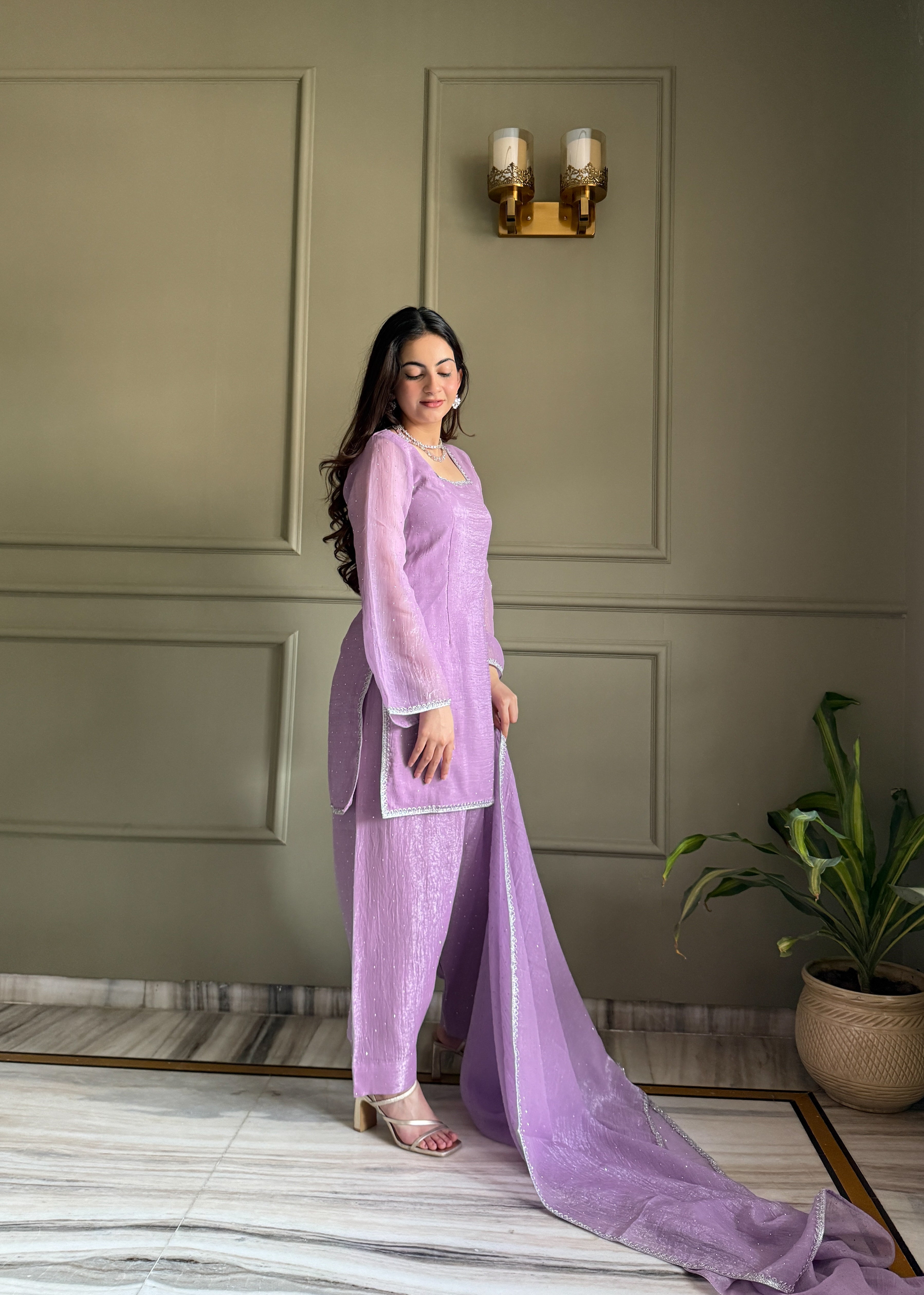 Farshi Salwar Set with Silk Kurta & Dupatta