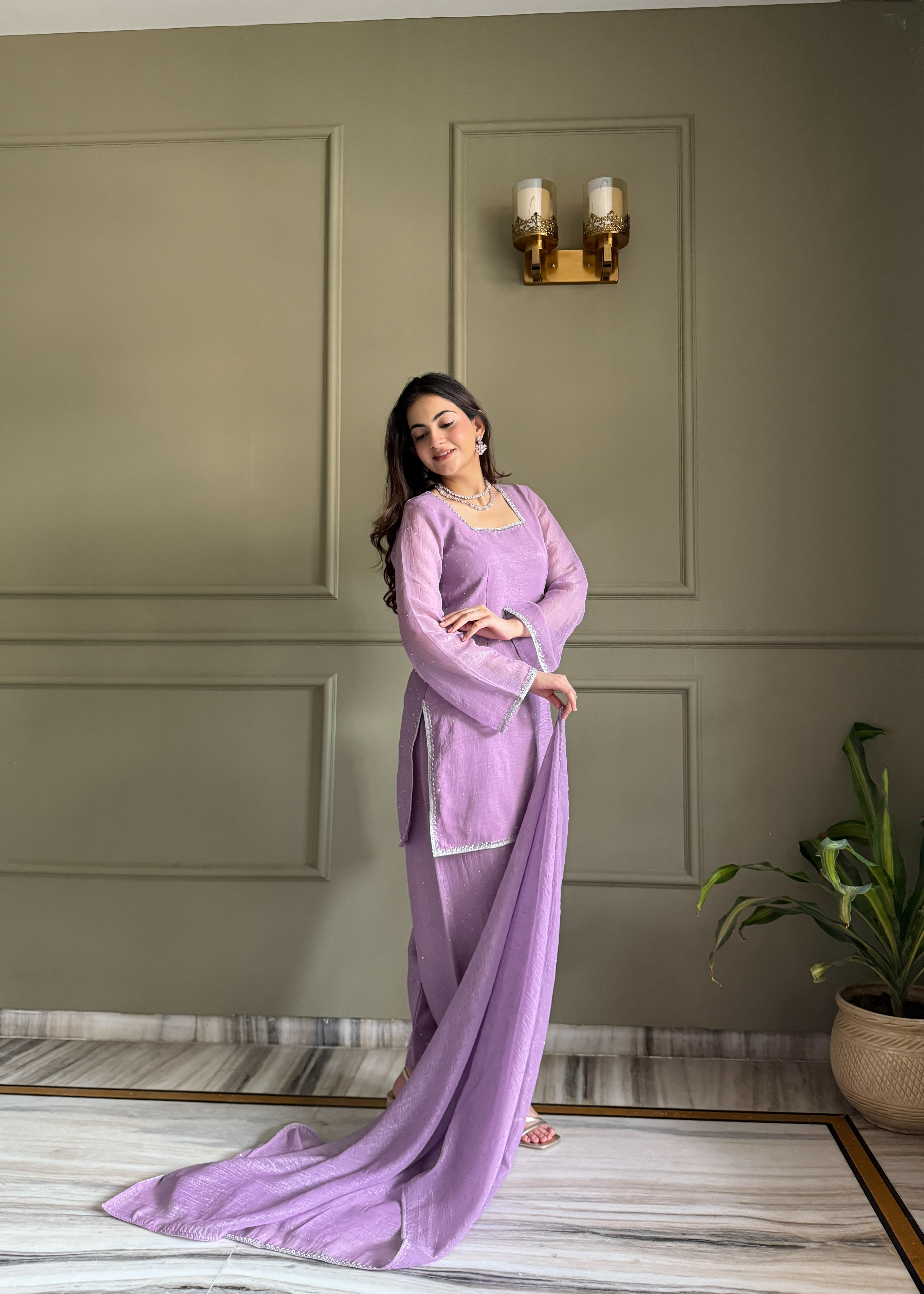 Farshi Salwar Set with Silk Kurta & Dupatta