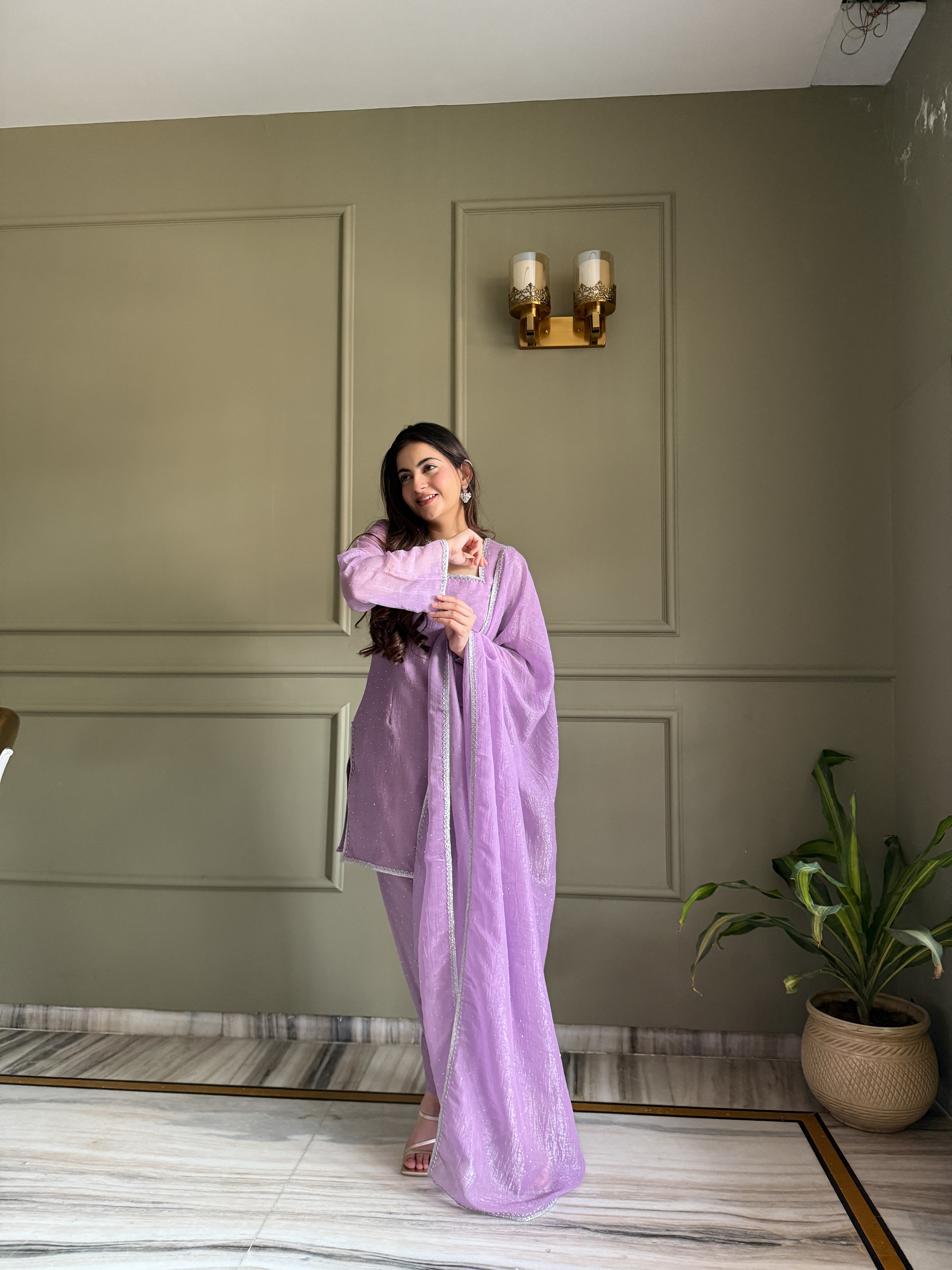 Farshi Salwar Set with Silk Kurta & Dupatta