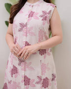 Pink Cotton Floral Printed Kurta Set with Pant for Women
