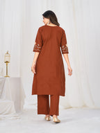 Pure Cotton Anarkali Kurti Set with Embroidered Dupatta   3 Piece Ethnic Suit Set