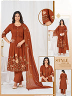 Pure Cotton Anarkali Kurti Set with Embroidered Dupatta   3 Piece Ethnic Suit Set