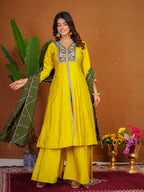 Roman Silk Anarkali Suit Set with Embroidered Dupatta  Hand Work Kurti Palazzo Set