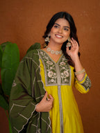Roman Silk Anarkali Suit Set with Embroidered Dupatta  Hand Work Kurti Palazzo Set