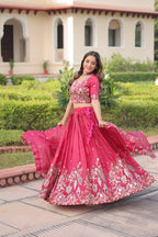 Gold Crush Lehenga Choli Set with Heavy Embroidery