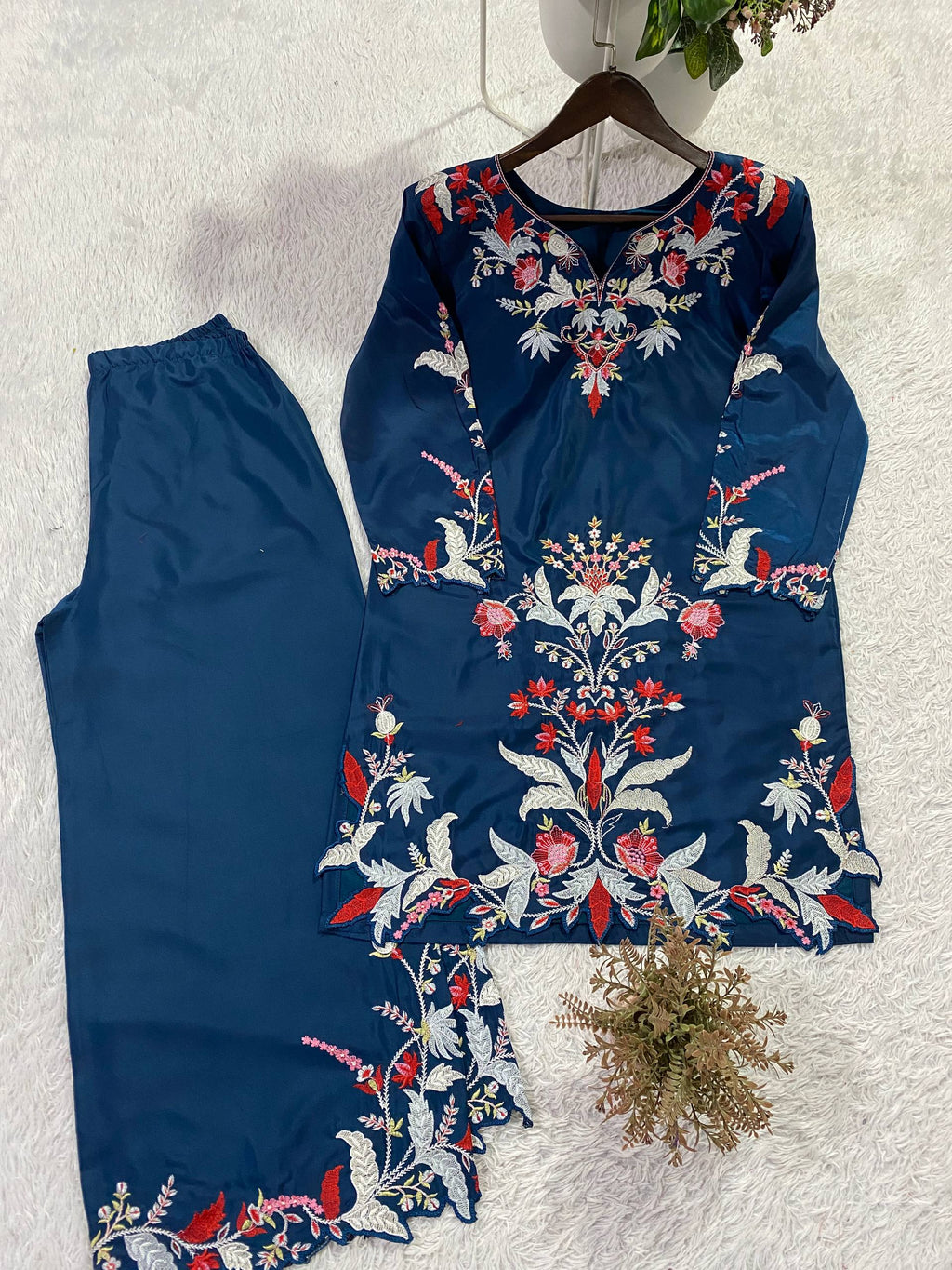 Co-Ord Set with Elegant Embroidery & Cut Work
