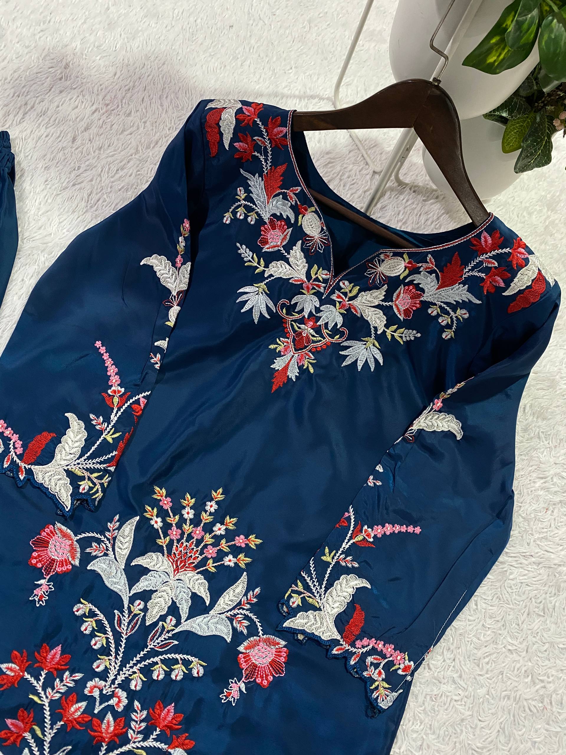 Co-Ord Set with Elegant Embroidery & Cut Work