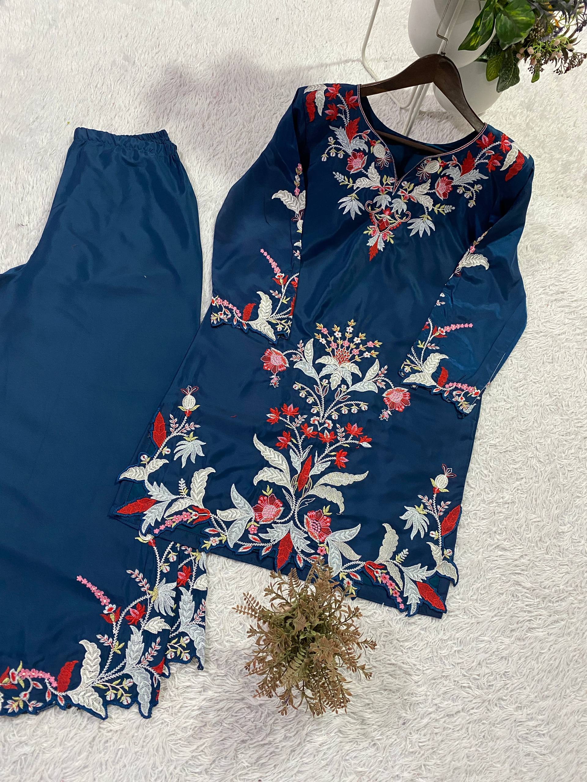 Co-Ord Set with Elegant Embroidery & Cut Work