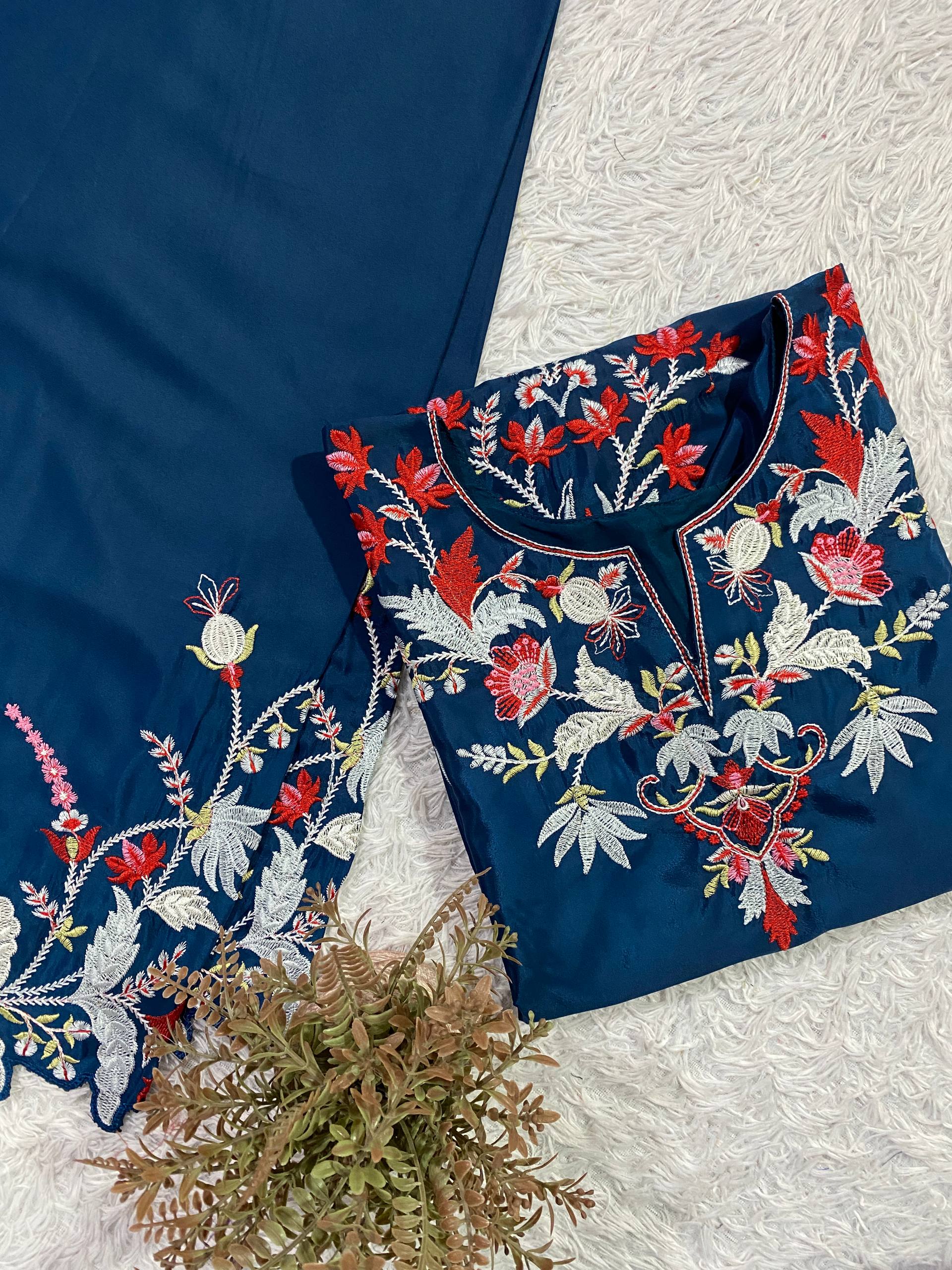Co-Ord Set with Elegant Embroidery & Cut Work