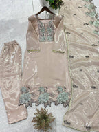 Embroidered Cut Work Suit Set for Women | Jimmy Choo Kurta Pant with Dupatta