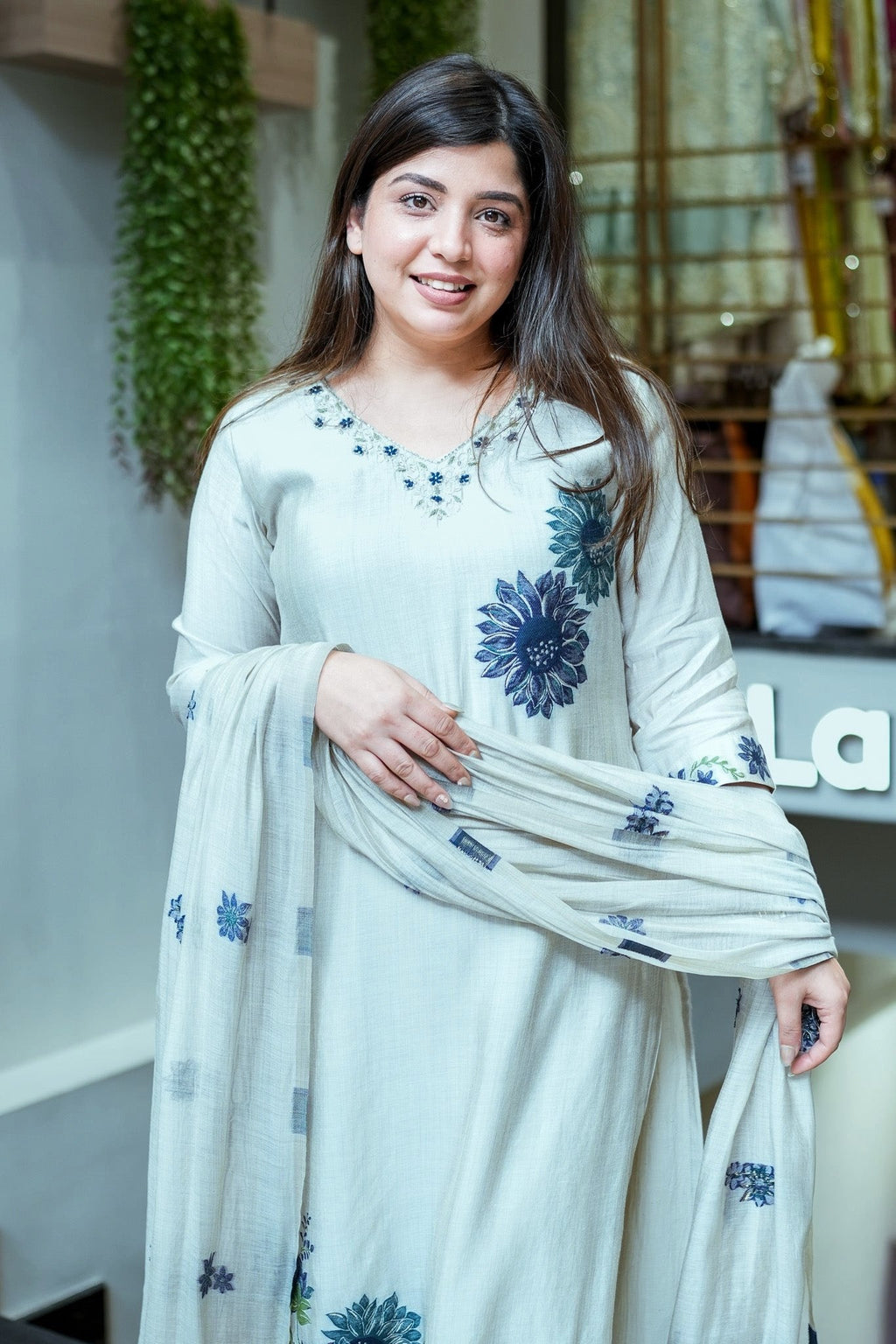 Summer Special Pure Lilan Top Pant Dupatta Set for Women