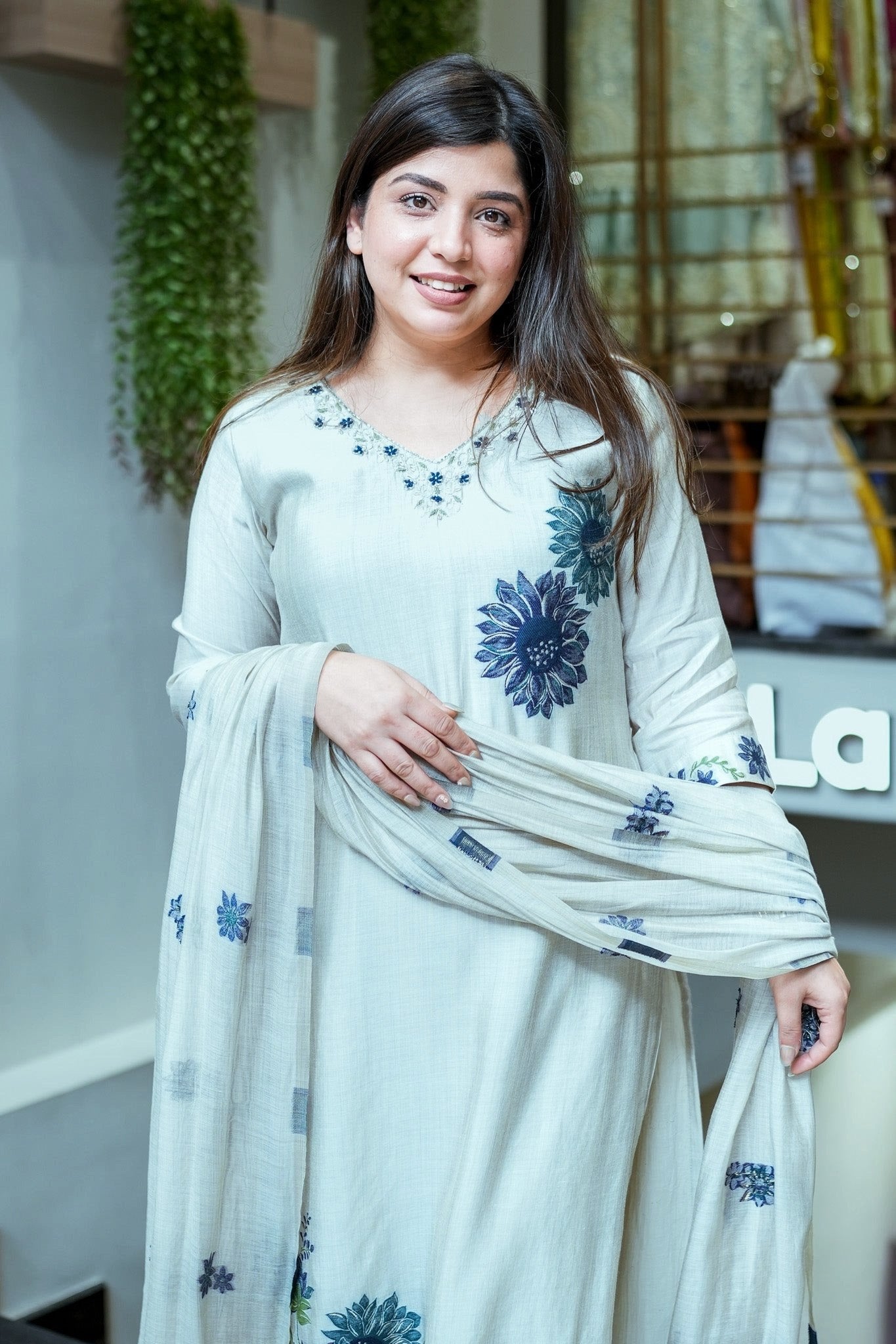 Summer Special Pure Lilan Top Pant Dupatta Set for Women