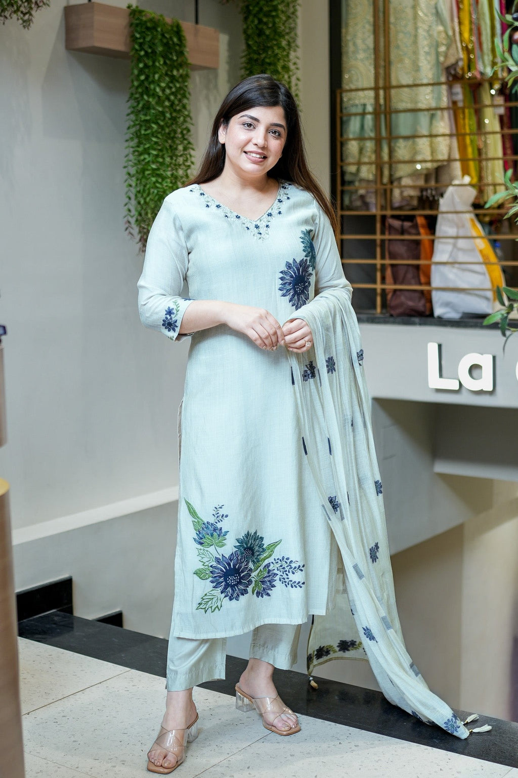 Summer Special Pure Lilan Top Pant Dupatta Set for Women