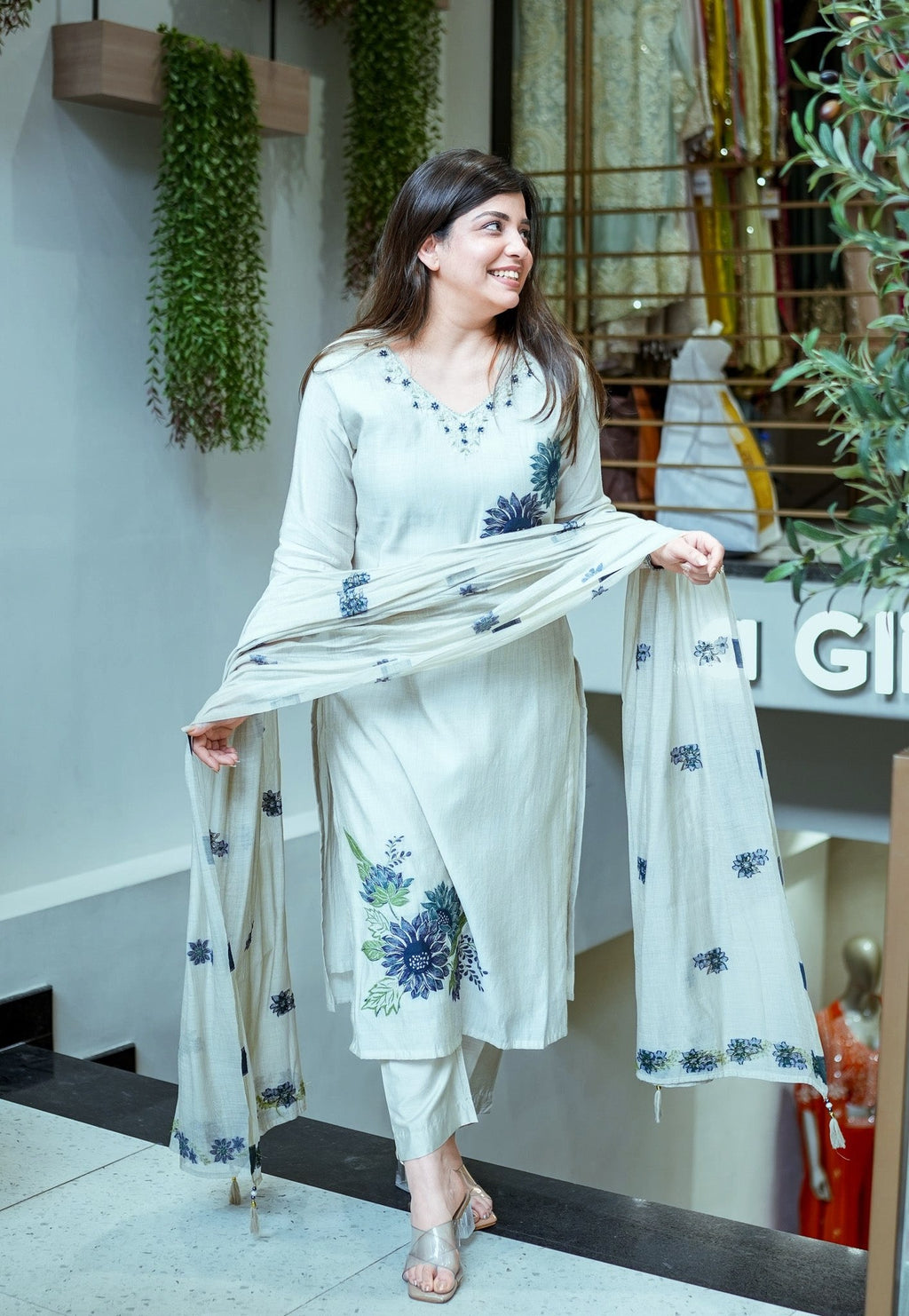 Summer Special Pure Lilan Top Pant Dupatta Set for Women